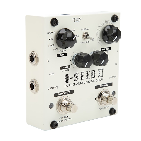 Multi Pedal Effekt 2 Kanal Digital Delay Stereo Looper 8 Lägen för Elgitarr