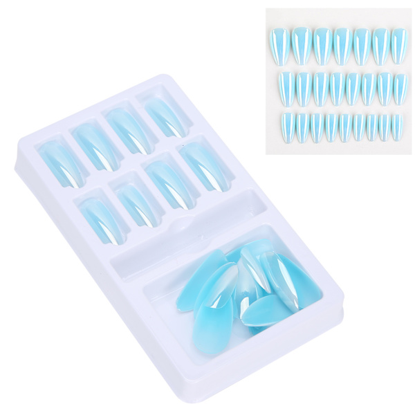 Gradient Pointed Fake Nails Tips Set Colored Full Cover False Nails with Nail FileF745-15