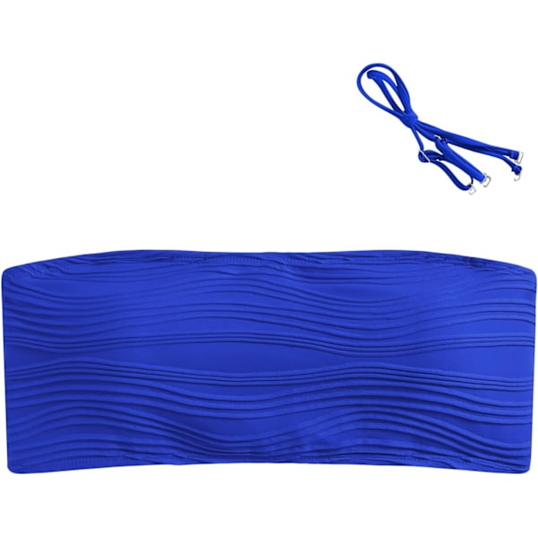 Kvinnor 2 Delar Bandeau Baddräkter Ribbade Spets Upp Strapless Bandeau Bikini Set Hög Skuren Baddräkter 5-top Only-2royal Blue M