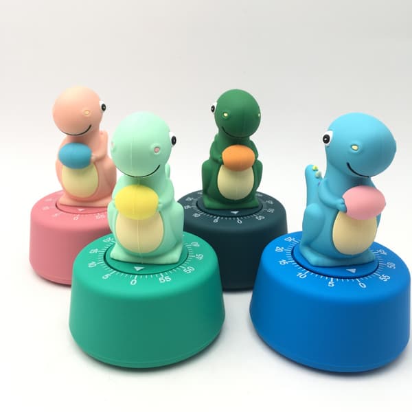 4-pack kökstimer i dinosaurieform, mekanisk timer för energibesparing och miljövänlig timer för bakning, stekning, matlagning av ägg, dinosaurie.