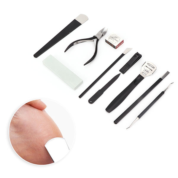 8 st rostfritt stål död hud callus remover set pedikyr manikyr nagelvård skärare verktygssats med förvaringslåda svart