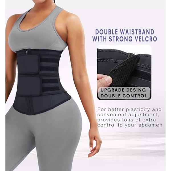 Taljetræner til kvinder Latex Underbust JSculpt Dobbelt træningsbælte Workout Sport Girdle 3XL C-black (Double Straps)