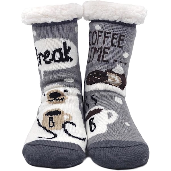 Fuzzy Sokker med Greb til Kvinder Antislip Slippersokker Vinter Varme Hyggelige Bløde Tykke Fluffy Sokker Julegave, 01