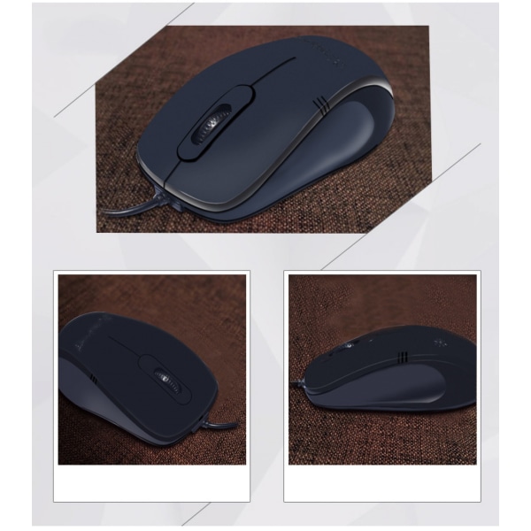 Vakker design 2.4G kontor 3 knapper kablet USB svart mus datamus plugg optisk skrivebords mus svart datamaskin bærbar mus