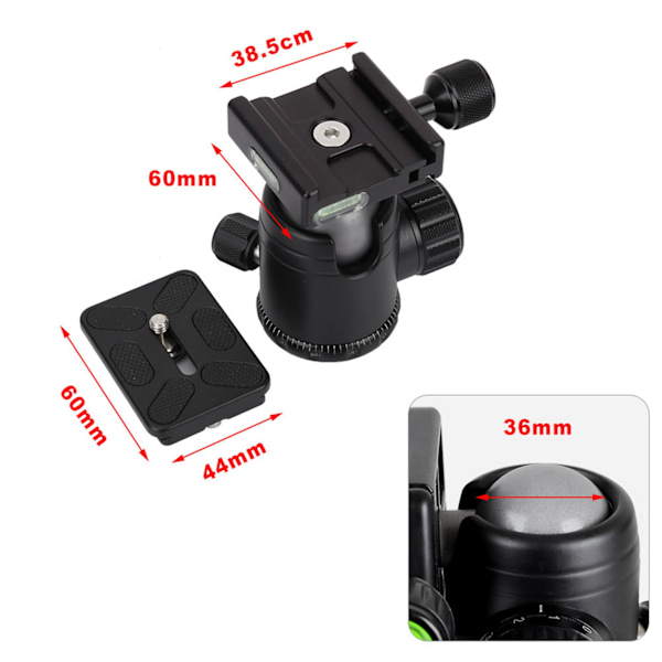 360 horisontell rotationspanorama kamera stativ kulled 36mm kula 60mm snabbkopplingsplatta(B)