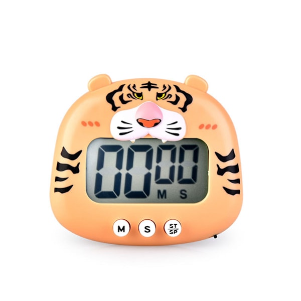 JUSTUP  Nedräkningstimer Digital matlagningstimer med magnetisk LCD-storskärm Visuell klocka  Hängbar väckarklocka --- Gul tiger