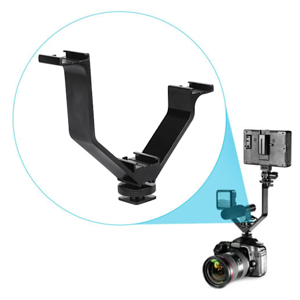 Enkel huva tre-huvud kall sko V-form fäste 5''/12.5cm1/4-20 gänghål för Canon-kamera