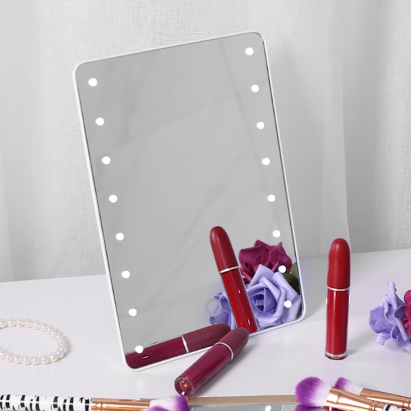 Touch Screen Makeup Mirror 16LED Dimmable Tabletop Lighted Cosmetic Vanity Mirror