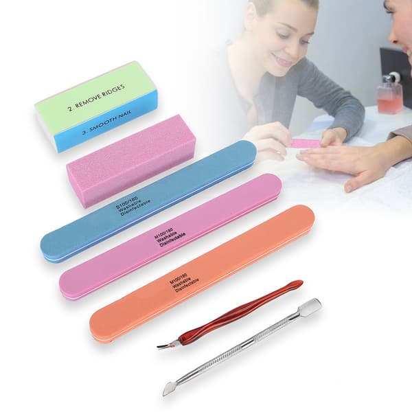 Manicure sæt neglepolerer neglefiler buffer sæt død hud pusher neglebåndsfjerner negleplejeværktøj