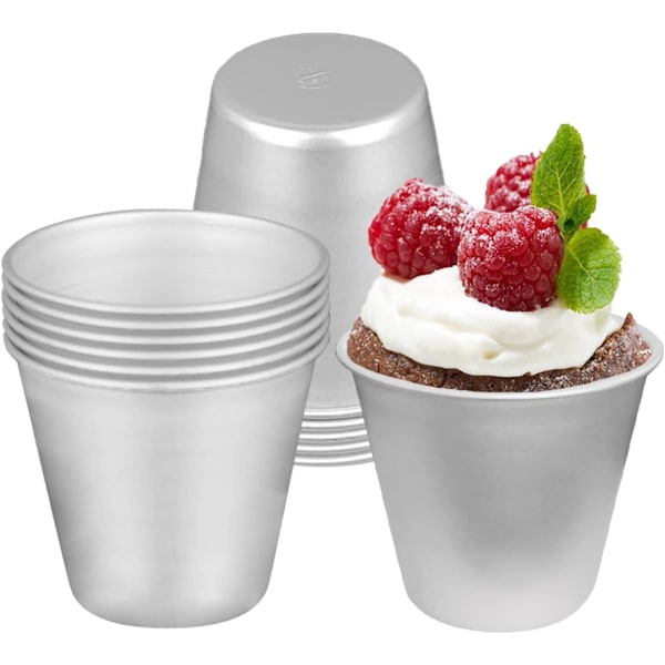 12 Stk. buddingforme til bagning af enkel muffinplade cupcakeforme ramekiner kopper non-stick soufflé darioles forme aluminium, 8 cm H