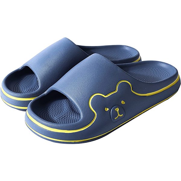 Kuddslippers för kvinnor och män Molnslippers halkfria snabbtorkande badrum duschslippers, öppna tår mjuka tjocka tofflor (blå)