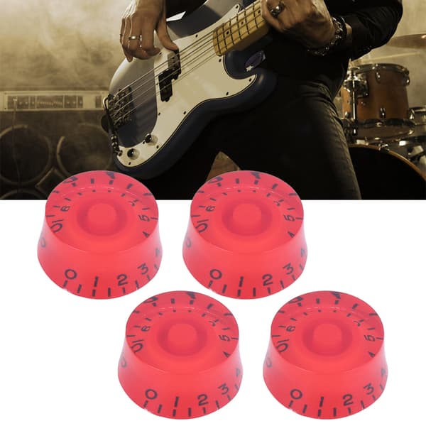 4 st akryl basrattar elektrisk gitarr volymkontroll potentiometer hatt gitarrtillbehör svart på röd