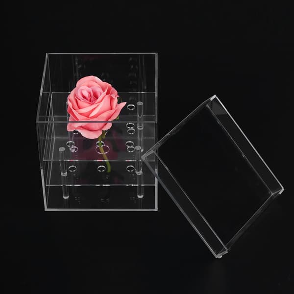 Kosmetika Box Rose Keep Box Vattenstråle För Blommor Organizer Make Up Förvaringslåda Kista 9hål