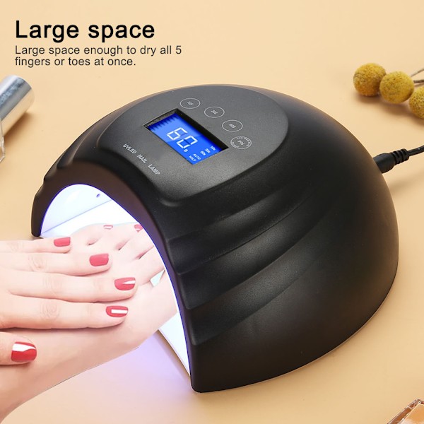 Dobbelt lyskilde LED manicure lampe lys negle tørrer automatisk timer manicure værktøj (sort)