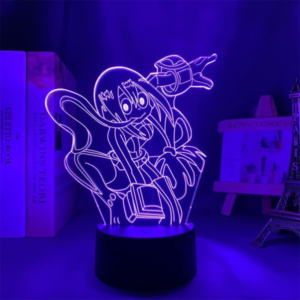 WJ 3D Anime Natlampe Asui Tsuyu Lampe Børneværelse Indretning FROPPY LED Illusion Natlampe Børn Fødselsdagsgave 16 Farver, med Fjernbetjening