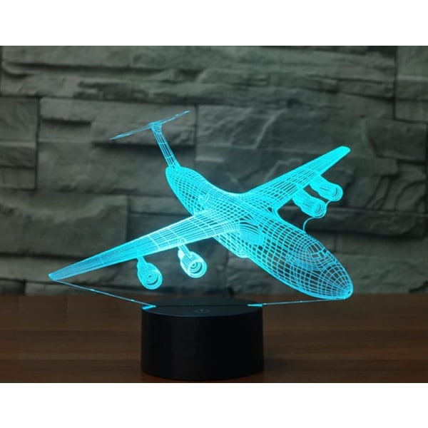 WJ 3D Flygplansfjärrkontroll 16 färger Nattljus Illusion Akryl LED Bordslampa för sängbord Barn sovrum Skrivbord Dekor Födelsedagspresenter Leksak för barn