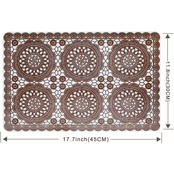 Muoviset vedenpitävät tabletit, 6 kpl, ruokapöydälle, pyyhittävät, pestävät vinyyli-PVC-kahvilatabletit keittiöön, ruskea Cc-brown Set of 6