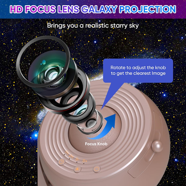 Galaxy Projektor, 13 i 1 HD Planetarium Galaxy Stjerneprojektor til Soveværelse, 360° Roterende Stjerneprojektor Galaxy Lys med Justerbar Rose Gold