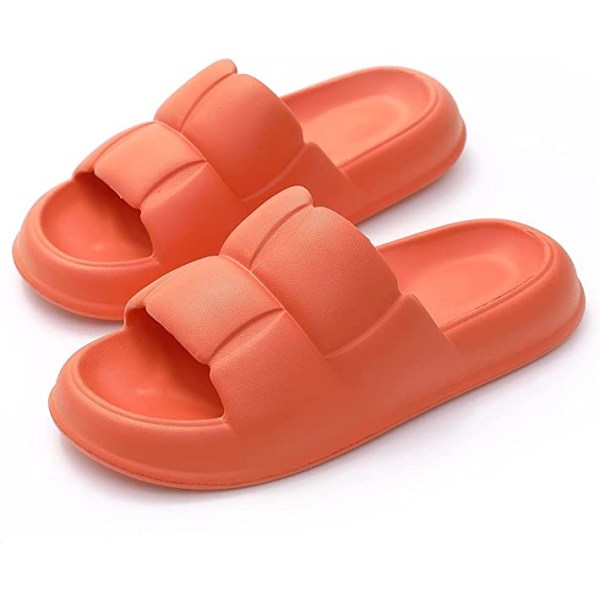 Pudeslippers til kvinder og mænd Cloud Slippers skridsikre hurtigtørrende badeværelses- og brusebadsslippers, åben tå bløde tykke slippers (orange)