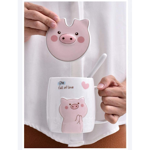 Keramik Gris Kaffe Mugg Vatten Te Kopp Med Lock Sked