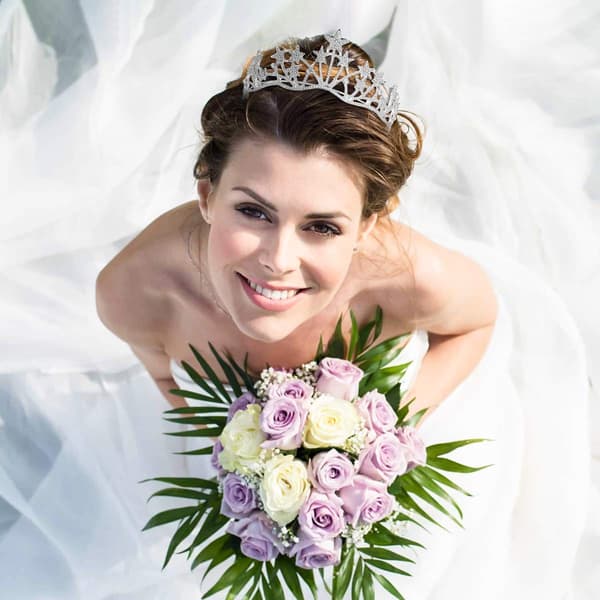 Stjärna Strass Krona Brudkrona Tiara Brudkrona för Bröllopsfest, Elegant och Vacker