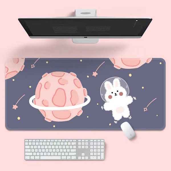 Kawaii skrivbordsunderlägg, söt musmatta, stort spelbord musmatta tecknad tangentbordsunderlägg，400*900*3mm