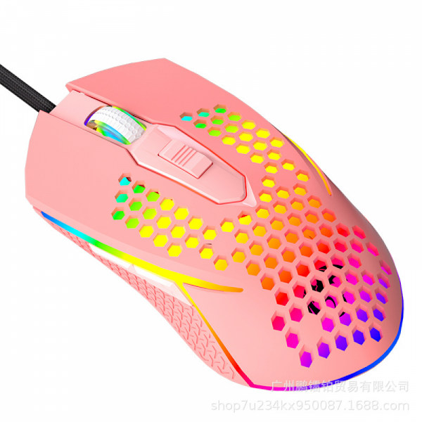 Gaming-mus, kablet ergonomisk gaming-mus med 6 programmerbare knapper, til Windows PC-gamere (Pink)