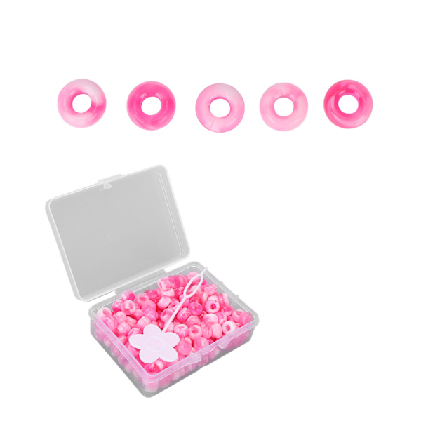 Pony Beads Kit Candy Color DIY Smykkefremstilling Perler Hår Perler til Armbånd Halskæde Håndværk FremstillingPink