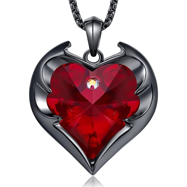 Devil Wings Heart Halsband Roséguldpläterat hänge för kvinnor med österrikisk kristall Halloween-jubileumspistol svart och rött
