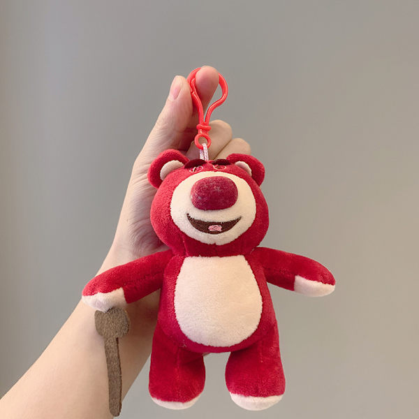 Söt liten docka, parväska hänge, plyschleksak docka nyckelring, docka hänge Plush Red Crutch Bear