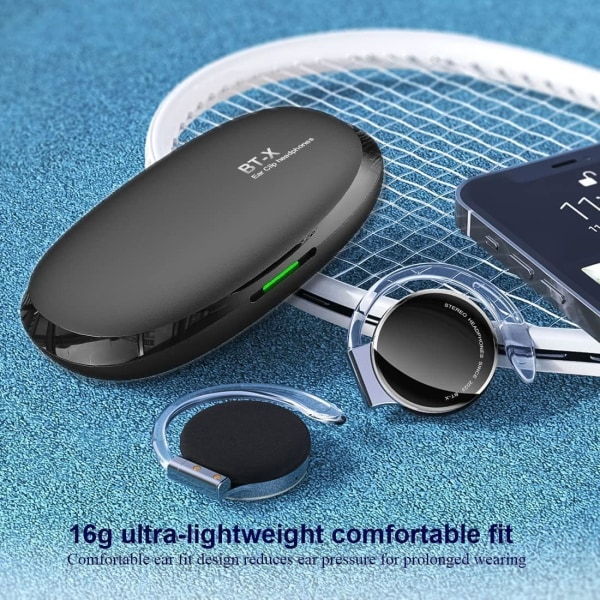 Åpne ørehodetelefoner Bluetooth V5.2, trådløse ørepropper med 4 mikrofoner for klare samtaler, øreklips Bluetooth-ørepropper med ørehaker, lang batterilevetid Black