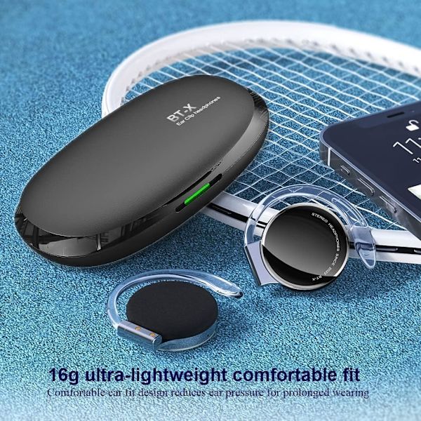 Avokorvakuulokkeet Bluetooth V5.2, langattomat nappikuulokkeet 4 mikrofonilla selkeitä puheluita varten, korvaklipsi Bluetooth-nappikuulokkeet korvakoukuilla, L
