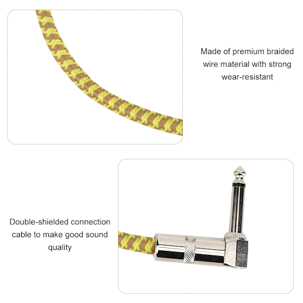 6,35 mm elektrisk gitarr effekt kabel gitarr effektor instrument linje brusreducering gul + brun