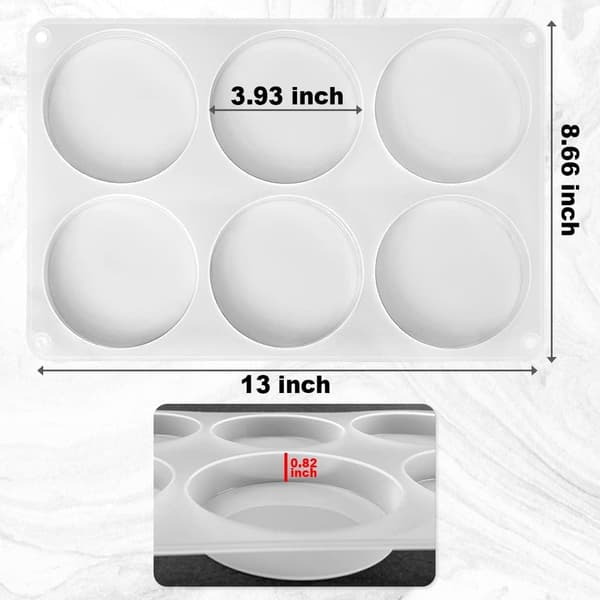 RESINWORLD 6-Huls Dybe Runde Underkopforme, 4 Tommer Underkop Silikonforme til Epoxyharpiks, Underkop Harpiksforme til Blomsterbuketter