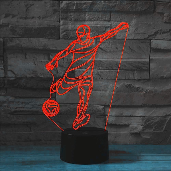 WJ 3D Fodbold LED Natlampe Illusion Natlampe 16 Farve Skiftende Bord Dekoration Gave Akryl Flad ABS Base USB Kabel Legetøj