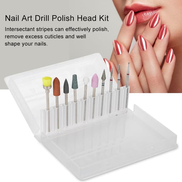 10 stk / sett legeringstål neglekunst drill poleringshode sett neglebormaskin tilbehør 01#