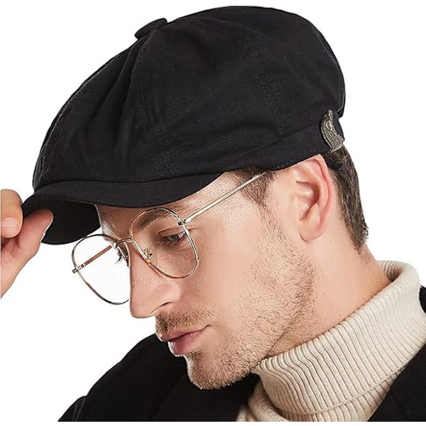 Croogo Herr 8-delad Newsboy Flat Cap Bomulls Newsboy Gatsby Ivy Cap Cabbie Driving Hat Åttkantig Golf Beret Hat Scally Hats