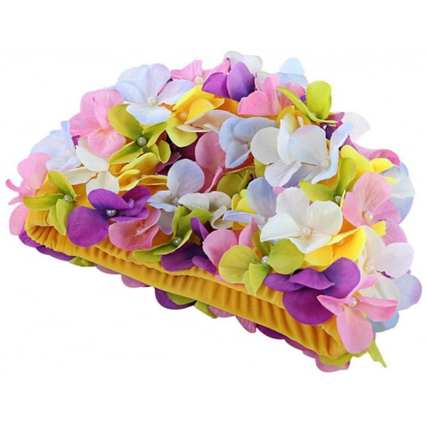 Blomsterblad Dame Badehætte Kvinder Retro Badehat til Langt/Kort Hår, Flerfarvet
