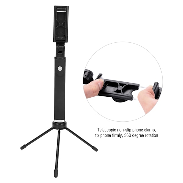 2 i 1 Bärbar 360° Rotation Bluetooth Selfie Stick Skrivbordsstativ med Spegel