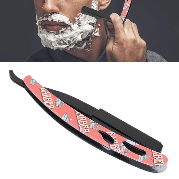 Rustfrit Stål Straight Edge Razor Mænd Manuel Skraber Skægtrimmer Rød (Uden Klinge)