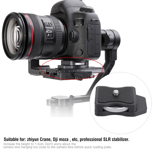 Kamera Gimbal Forhøjet Pad Riser Quick Release Plade til Zhiyun Crane 2