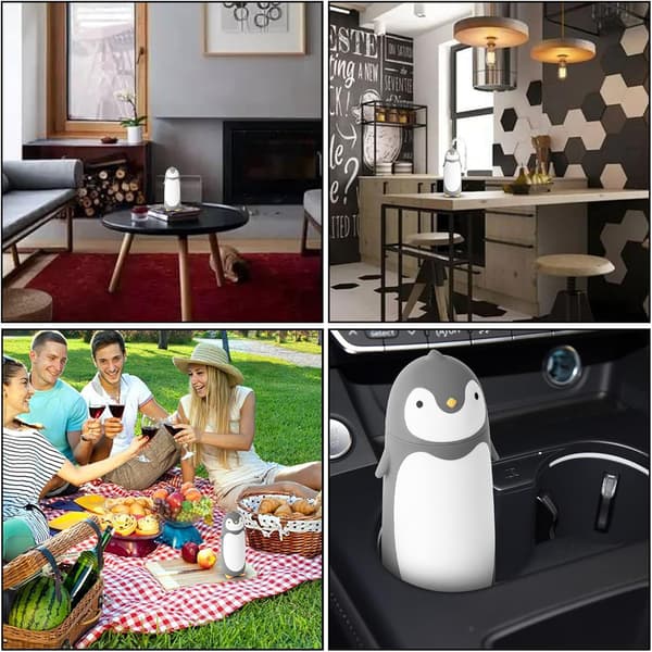Penguin rostfritt stål vakuum termos resetermosmugg tevattenflaska kaffetermos (grå)