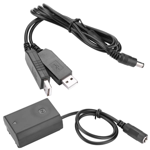 Fuldt kodet NP-FZ100 dummybatteri dobbelt USB-adapter kameraoplader til Sony A7RIII