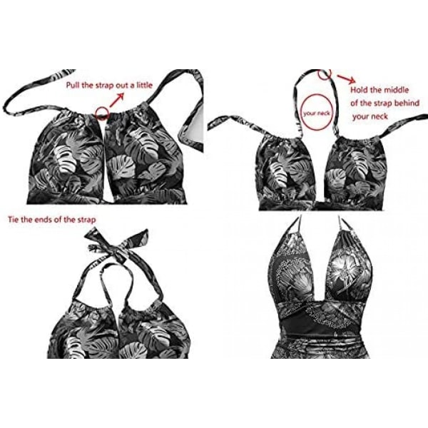 Gravidbaddräkter One Piece V-ringad Graviditetsbadkläder Halter Gravid Bikini, Svart, M