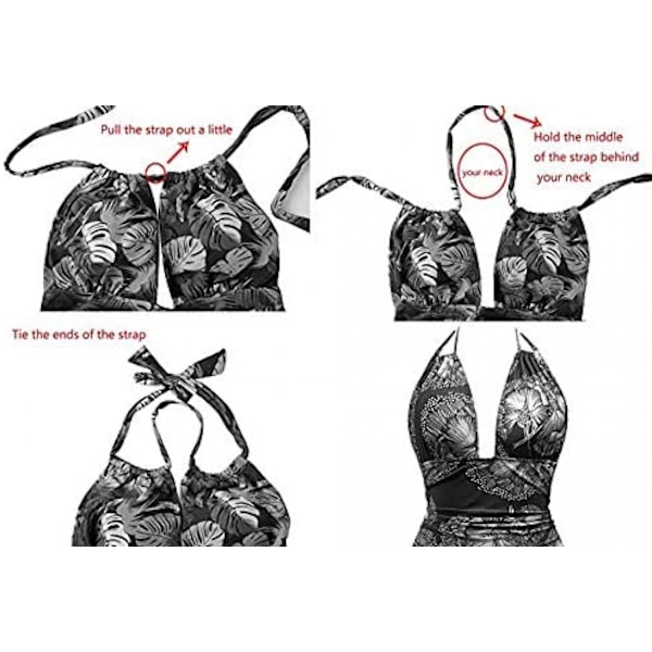 Maternity badedragt i ét stykke med V-hals, graviditetsbadetøj, halter-maternity-bikini, sort, 2XL