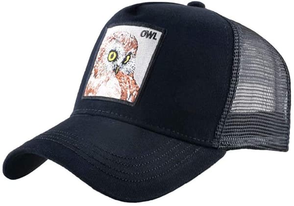 Unisex Animal Mesh Trucker Hat Snapback Broderad Patch Baseball Caps, MTY-BK