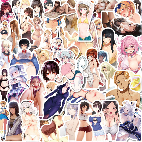 50 st Anime Sexig kaninflicka vuxenklistermärken, vattentäta söta flickklistermärken för bärbar dator, phone case, ipad, högupplösta dekaler