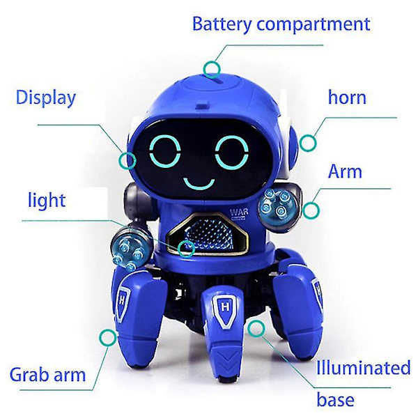 Sexklorig elektrisk dansande liten robotljus popmusik barn pojke flicka robot intelligent leksak