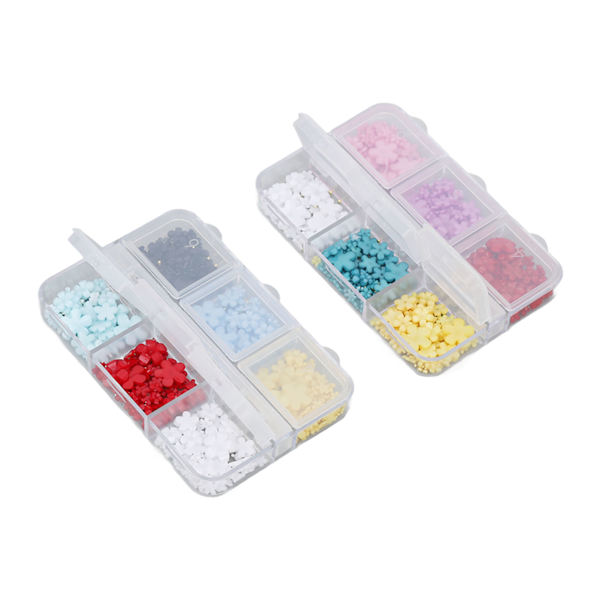 2 lådor 12 rutnät 3D blomma nagel charms harts DIY nagelkonst dekoration strass dekaler