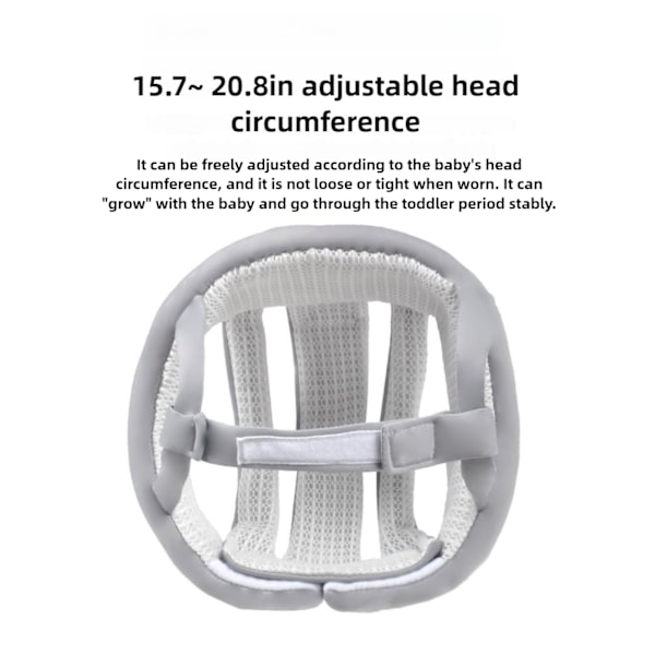 Baby Huvudskyddsmössa för Krypning & Gång – Mjuk Design som Andas med Justerbar Rem, 360° Stötskydd för 8-18 Månader grey
